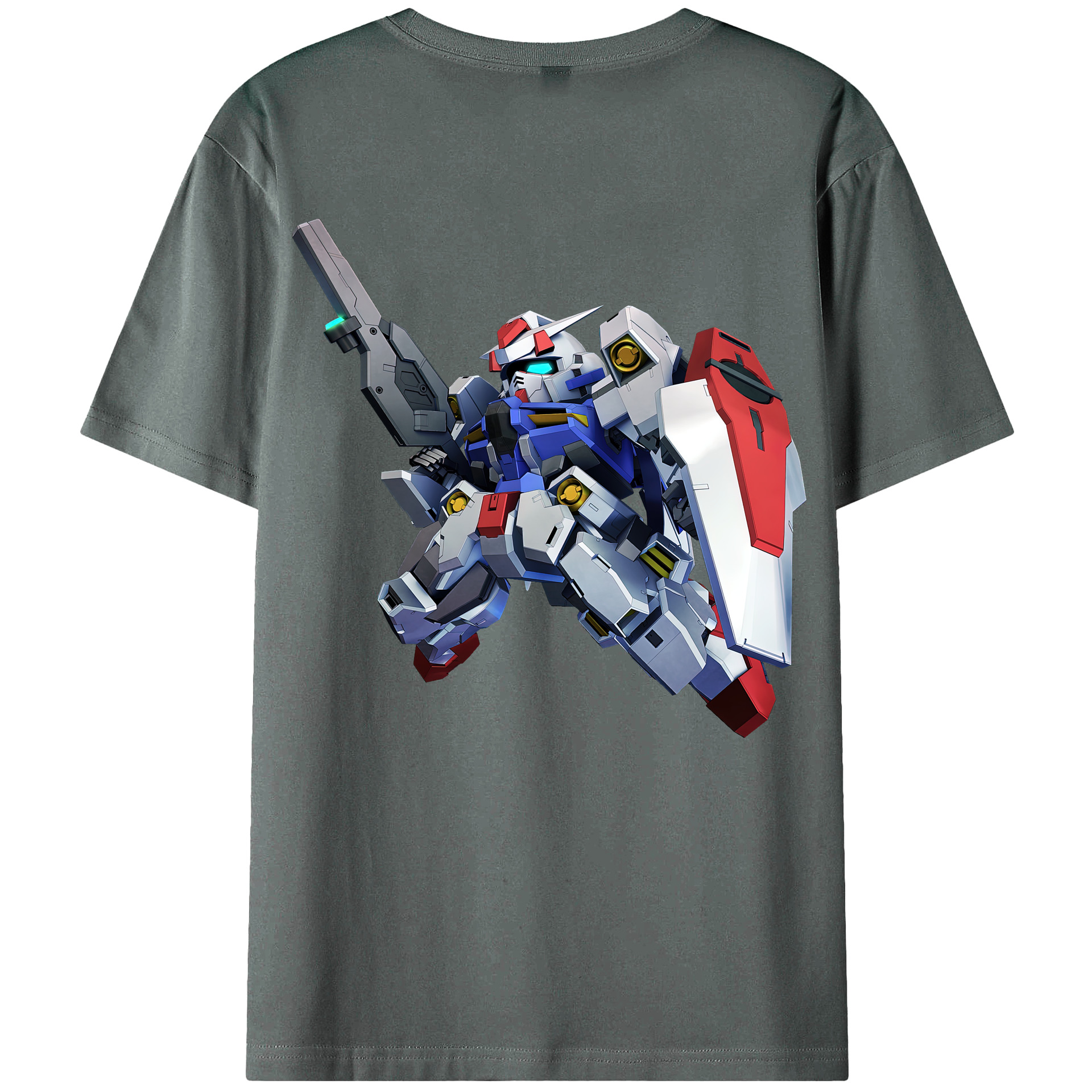 （画像用） 機動戦士ガンダム Mobile Suit Gundam 綿100％ メンズ半袖Tシャツ（バックプリント） 通気性